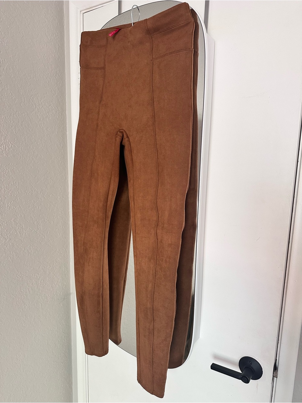 SPANX Faux Suede Leggings - Rich Caramel - Size Large